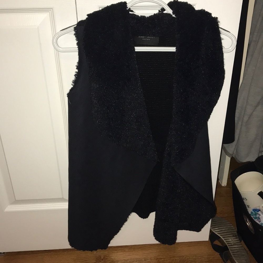 Suede faux fur vest